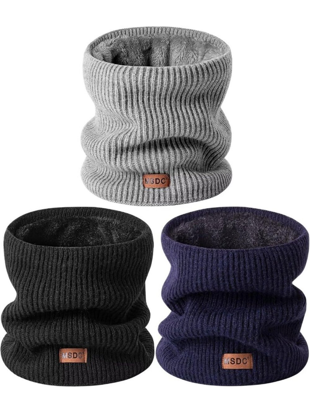 Cozy Winter Neck Gaiters 3 Pack for Men & Women - Thermal Fleece Cold Weather